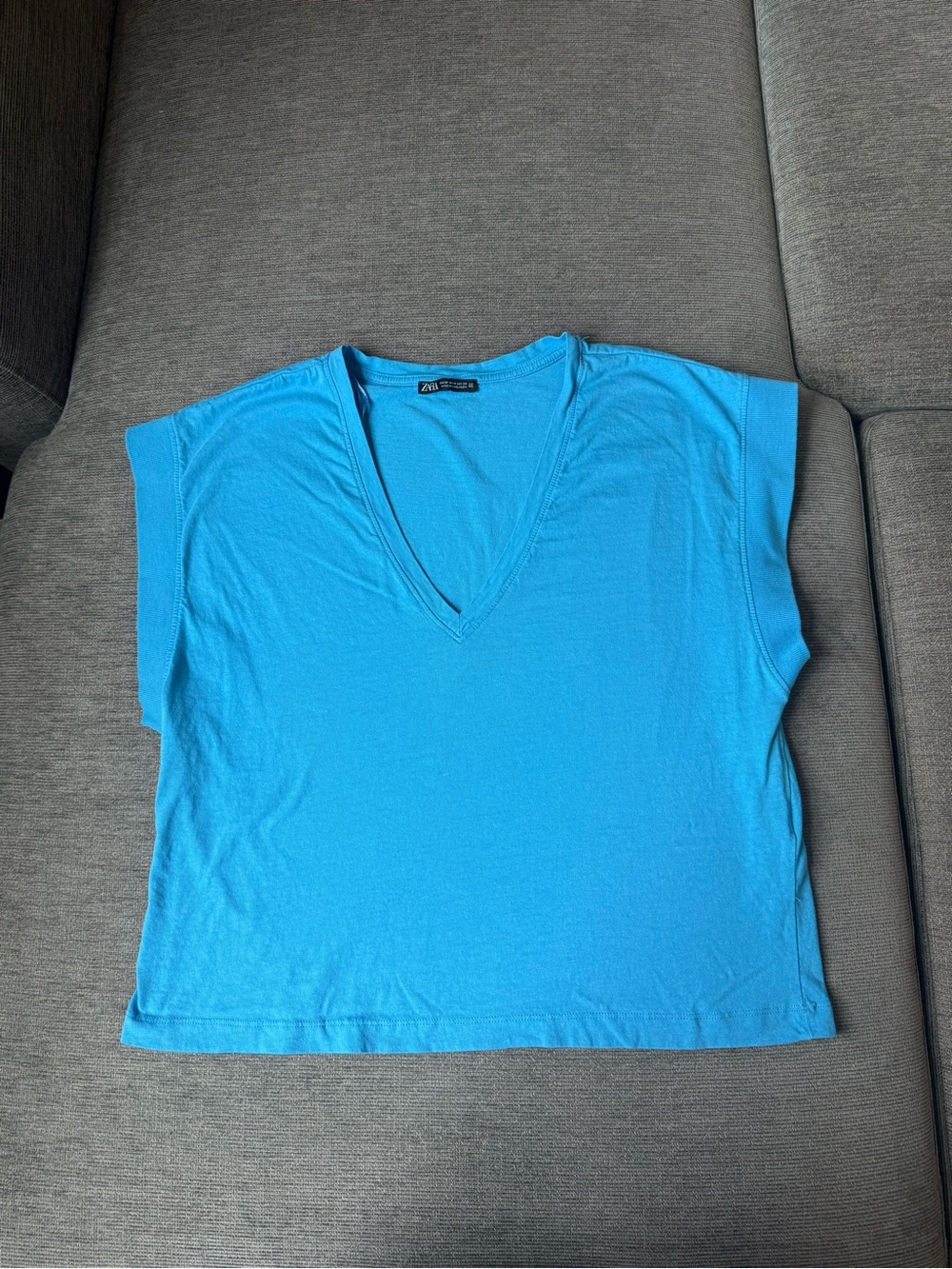 Zara Bright Turquoise V-Neck Tank Top